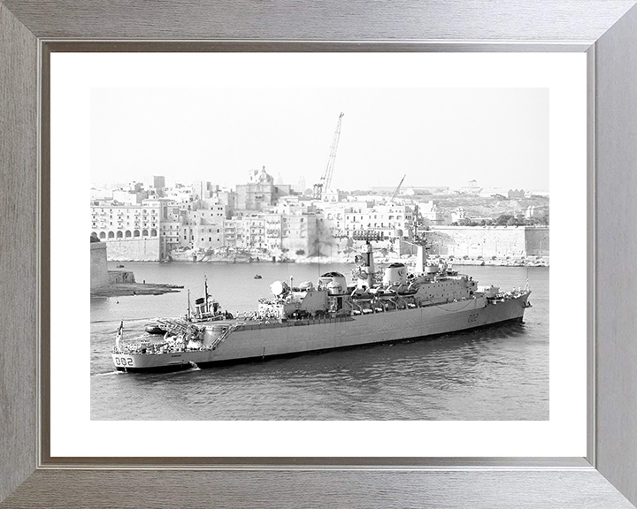 HMS Devonshire (D02) Royal Navy County Class Destroyer Valletta Malta Photo Print Wall Art Decor Posters, Prints, & Visual Artwork Hampshire Prints 10 x 8 Silver Frame Yes