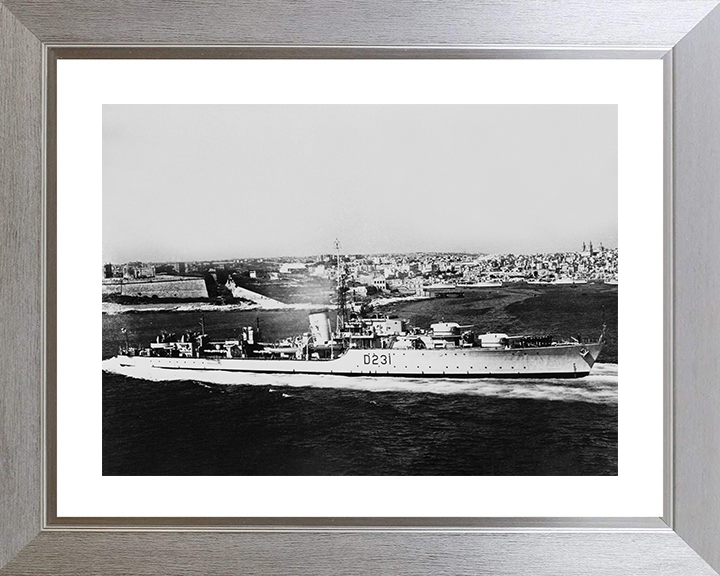 HMS Vigo (D231) Photo Print - Malta 1952 - Royal Navy Battle Class Destroyer Posters, Prints, & Visual Artwork Hampshire Prints 10 x 8 Silver Frame Yes