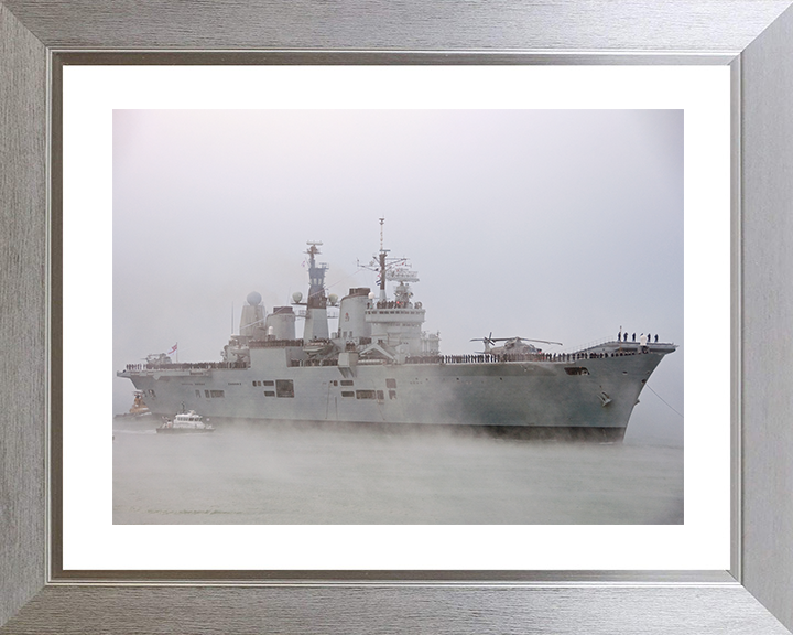 HMS Ark Royal (R07) Royal Navy Invincible Class Aircraft Carrier Paying Off Photo Print Wall Art Decor Posters, Prints, & Visual Artwork Hampshire Prints 10 x 8 Silver Frame Yes