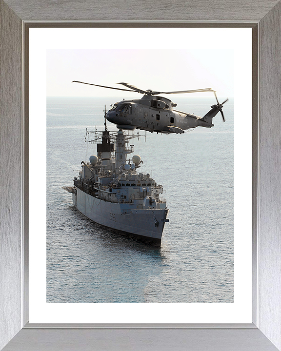 HMS Cumberland (F85) Photo Print - With Merlin 2009 - Royal Navy Type 22 Frigate Hampshire Prints 10 x 8 Silver Frame Yes