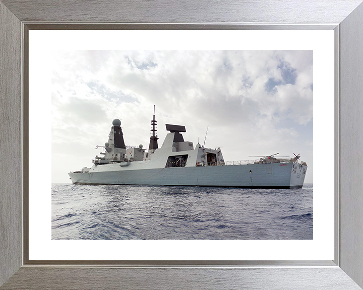 HMS Duncan (D37) Royal Navy Type 45 Destroyer With Helicopter on Deck Photo Print Wall Art Decor Posters, Prints, & Visual Artwork Hampshire Prints 10 x 8 Silver Frame Yes