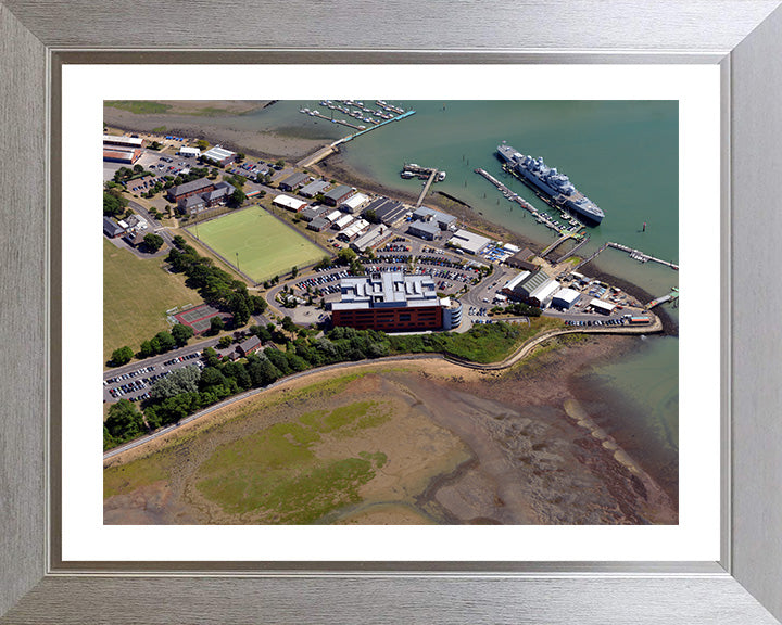HMS Excellent (Leach Building) Royal Navy shore establishment Aerial Photo Print or Framed Photo Print - Hampshire Prints