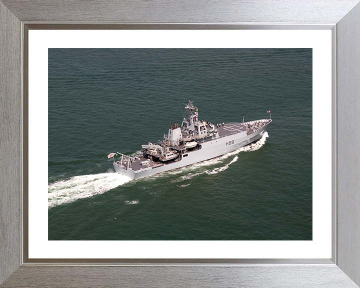 HMS Enterprise (H88) Photo Print - Fleet Review 2005 - Royal Navy Hydrographic Survey Vessel Hampshire Prints 10 x 8 Silver Frame Yes