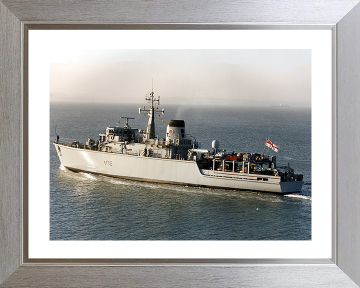 HMS Bicester (M36) Photo Print - Leaving Portsmouth 1997 - Royal Navy Hunt Class Mine Warfare Vessel