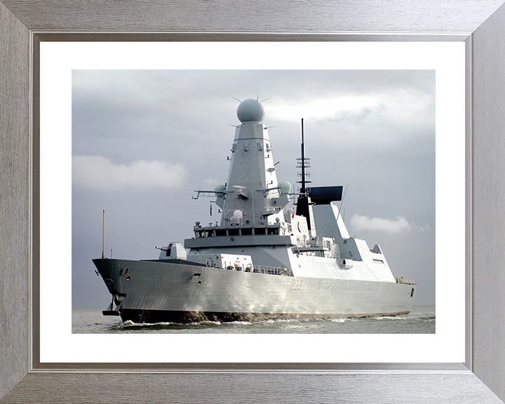 HMS Dauntless (D33) Royal Navy Type 45 Destroyer Low Port Bow View Photo Print Wall Art Decor Posters, Prints, & Visual Artwork Hampshire Prints 10 x 8 Silver Frame Yes