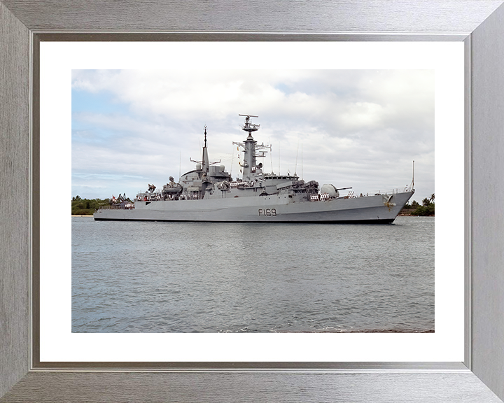 HMS Amazon (F169) Royal Navy Type 21 Frigate Entering Pearl Harbour Photo Print Wall Art Decor Posters, Prints, & Visual Artwork Hampshire Prints 10 x 8 Silver Frame Yes