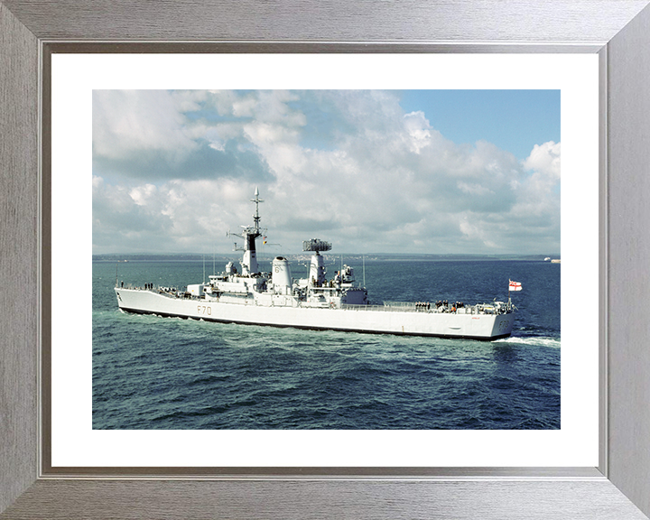 HMS Apollo (F70) Royal Navy Leander Class Frigate Leaving Port Photo Print Wall Art Decor Posters, Prints, & Visual Artwork Hampshire Prints 10 x 8 Silver Frame Yes