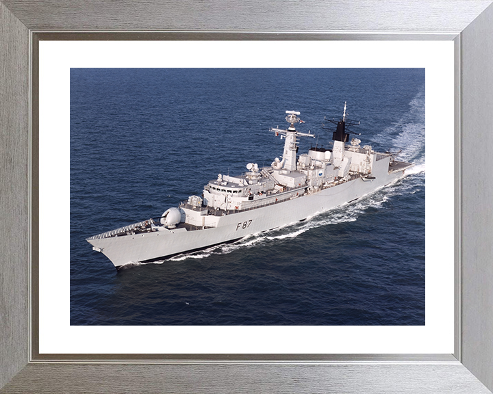 HMS Chatham (F87) Royal Navy Type 22 Frigate High Port Side View Photo Print Wall Art Decor Posters, Prints, & Visual Artwork Hampshire Prints 10 x 8 Silver Frame Yes