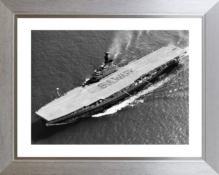 HMS Bulwark (R08) Royal Navy Centaur Class Fleet Carrier From the Air Photo Print Wall Art Decor Posters, Prints, & Visual Artwork Hampshire Prints 10 x 8 Silver Frame Yes