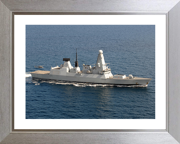 HMS Daring (D32) Royal Navy Type 45 Destroyer High Starboard Beam View Photo Print Wall Art Decor Posters, Prints, & Visual Artwork Hampshire Prints 10 x 8 Silver Frame Yes