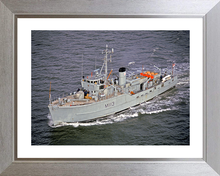 HMS Brereton (M1113) Royal Navy Ton Class Minesweeper High Port Bow View Photo Print Wall Art Decor Posters, Prints, & Visual Artwork Hampshire Prints 10 x 8 Silver Frame Yes
