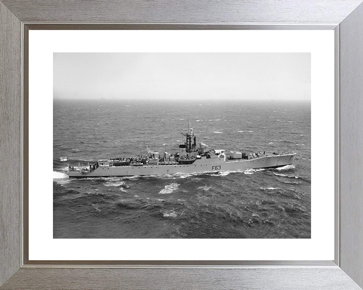 HMS Scarborough (F63) Photo Print - At Sea 1960 - Royal Navy Whitby Class Frigate Posters, Prints, & Visual Artwork Hampshire Prints 10 x 8 Silver Frame Yes
