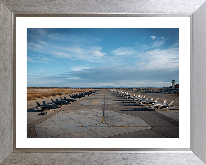 RAF USAF and RAAF F-35s on the line Photo Print - Royal Air Force Aircraft Hampshire Prints 10 x 8 Silver Frame Yes