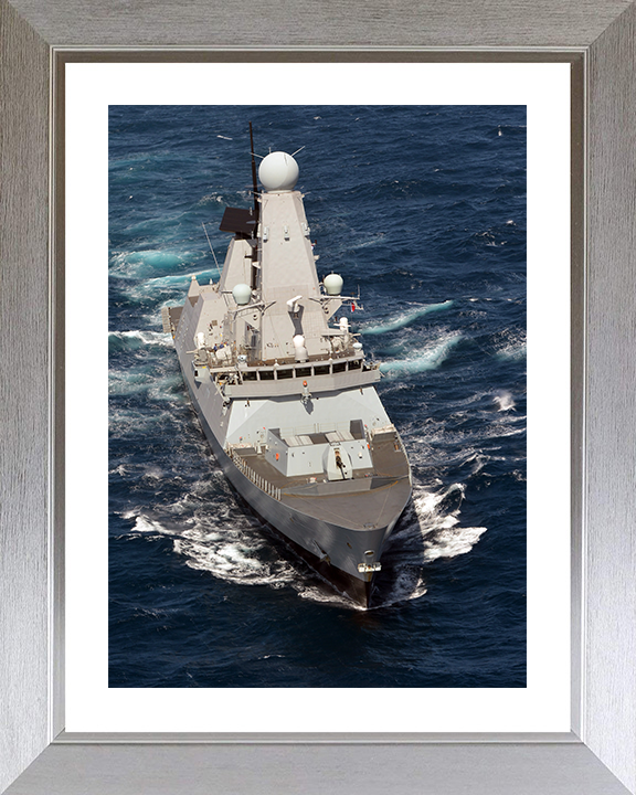 HMS Diamond (D34) Photo Print - Bow View 2012 - Royal Navy Type 45 Destroyer Hampshire Prints 10 x 8 Silver Frame Yes