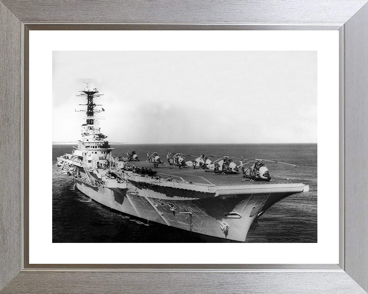 HMS Bulwark (R08) Royal Navy Centaur Class Fleet Carrier Starboard Bow View Photo Print Wall Art Decor Posters, Prints, & Visual Artwork Hampshire Prints 10 x 8 Silver Frame Yes