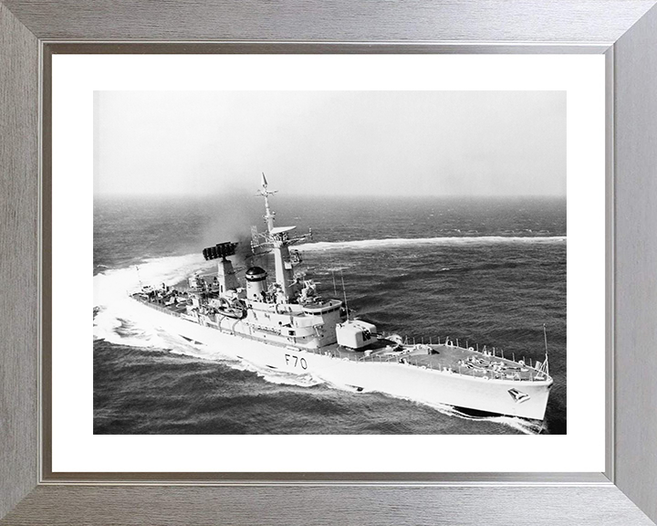 HMS Apollo (F70) Royal Navy Leander Class Frigate Hard Turn To Port Photo Print Wall Art Decor Posters, Prints, & Visual Artwork Hampshire Prints 10 x 8 Silver Frame Yes