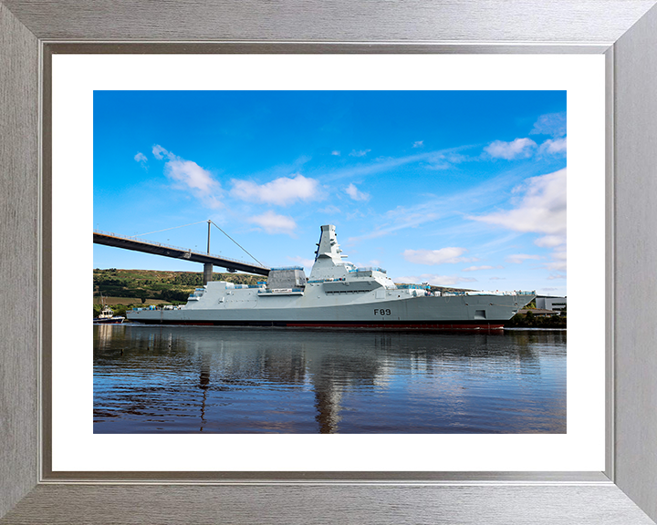 HMS Cardiff (F89) Royal Navy Type 26 Frigate Under Tow Starboard View Photo Print Wall Art Decor Posters, Prints, & Visual Artwork Hampshire Prints 10 x 8 Silver Frame Yes