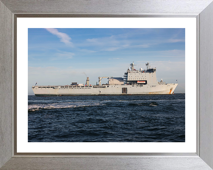 RFA Lyme Bay (L3007) Photo Print - Starboard Beam 2025 - Royal Fleet Auxiliary Bay Class Ship Hampshire Prints 10 x 8 Silver Frame Yes