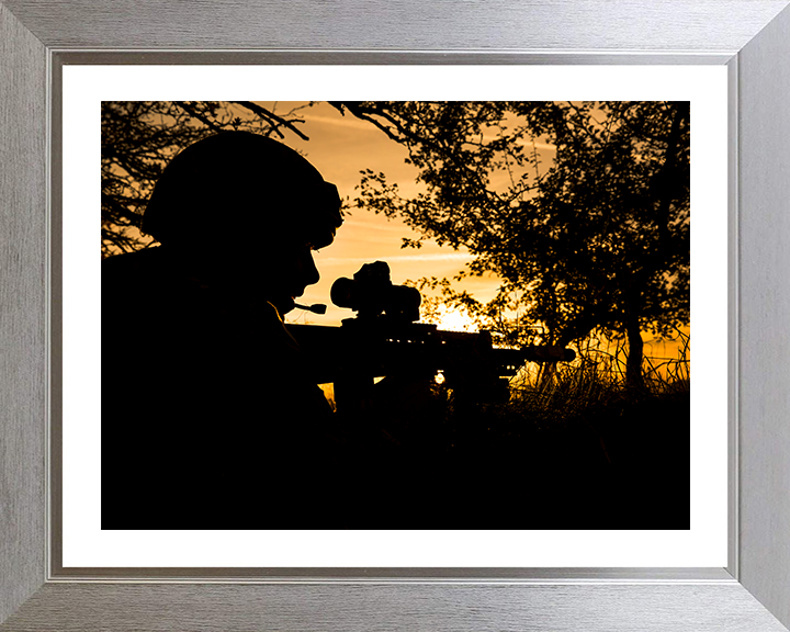 RAF Regiment Silhouette Photo Print - Royal Air Force Hampshire Prints 10 x 8 Silver Frame Yes