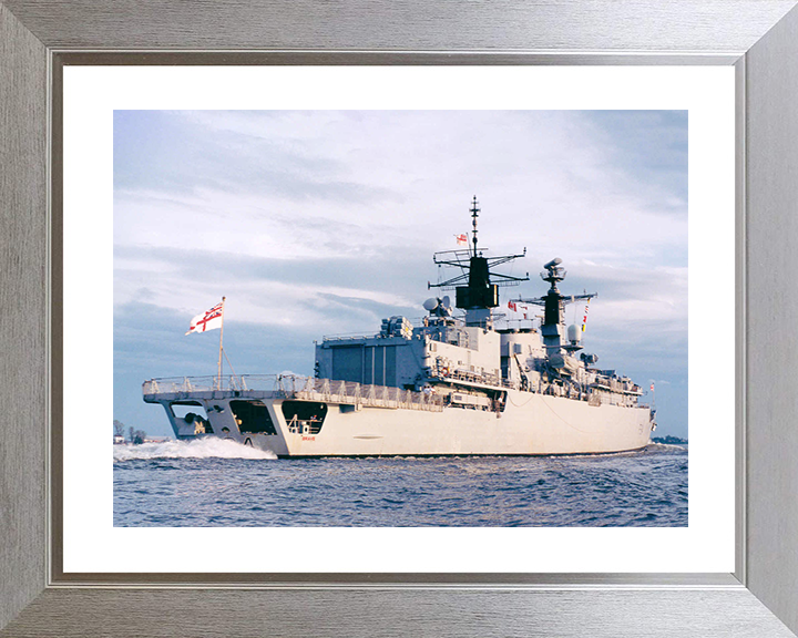 HMS Brave (F94) Royal Navy Type 22 Frigate Low Starboard Quarter View Photo Print Wall Art Decor Posters, Prints, & Visual Artwork Hampshire Prints 10 x 8 Silver Frame Yes