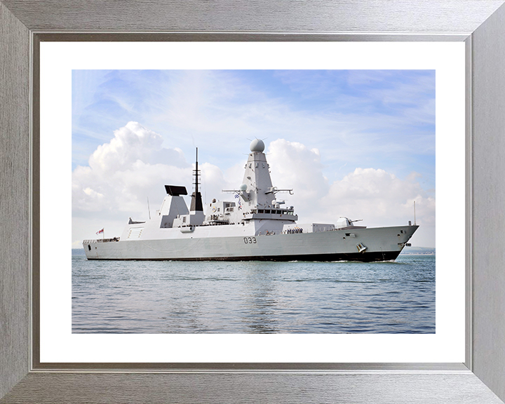 HMS Dauntless (D33) Royal Navy Type 45 Destroyer Low Starboard Side View Photo Print Wall Art Decor Posters, Prints, & Visual Artwork Hampshire Prints 10 x 8 Silver Frame Yes