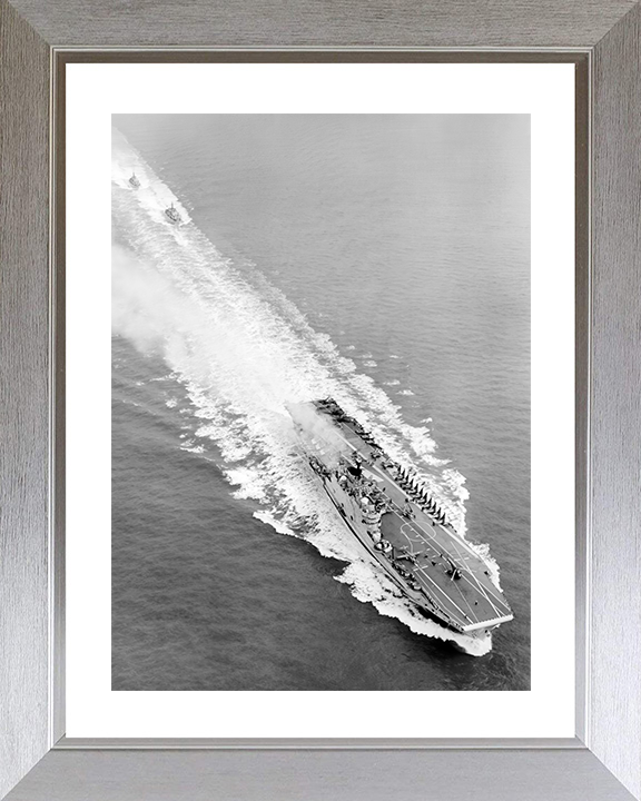 HMS Eagle (R05) Royal Navy Audacious Class Aircraft Carrier From Above Photo Print Wall Art Decor Posters, Prints, & Visual Artwork Hampshire Prints 10 x 8 Silver Frame Yes