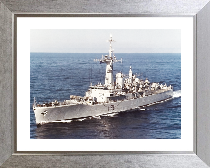 HMS Cleopatra (F28) Royal Navy Leander Class Frigate High Port Bow View Photo Print Wall Art Decor Posters, Prints, & Visual Artwork Hampshire Prints 10 x 8 Silver Frame Yes