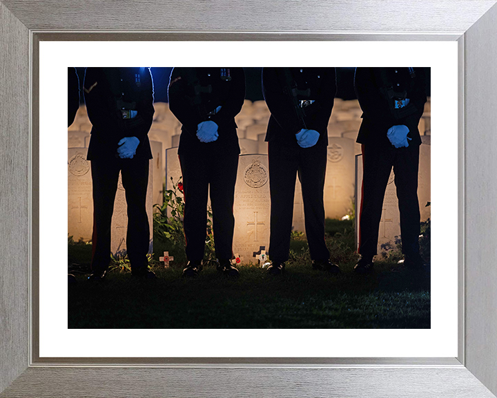 Soldiers with Commonwealth War Graves 2024 Photo Print - British Army Posters, Prints, & Visual Artwork Hampshire Prints 10 x 8 Silver Frame Yes