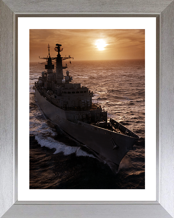 HMS Boxer (F92) Photo Print - Sunset At Sea 1997 - Royal Navy Type 22 Frigate Posters, Prints, & Visual Artwork Hampshire Prints 10 x 8 Silver Frame Yes