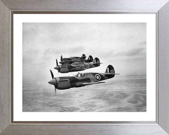 RAF Kittyhawk Mark Is in Formation Photo Print - Royal Air Force Aircraft Hampshire Prints 10 x 8 Silver Frame Yes