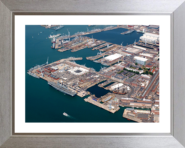 HMNB Portsmouth Photo Print - From the air 2005 - Dockyard Hampshire Prints 10 x 8 Silver Frame Yes