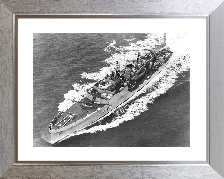 HMS Dundas (F48) Photo Print - At Sea - Royal Navy Blackwood Class Frigate Posters, Prints, & Visual Artwork Hampshire Prints 10 x 8 Silver Frame Yes