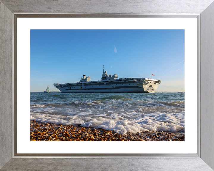 HMS Prince of Wales (R09) Royal Navy Queen Elizabeth Class Aircraft Carrier Photo Print Apr 26 Wall Art Posters, Prints, & Visual Artwork Hampshire Prints 10 x 8 Silver Frame Yes