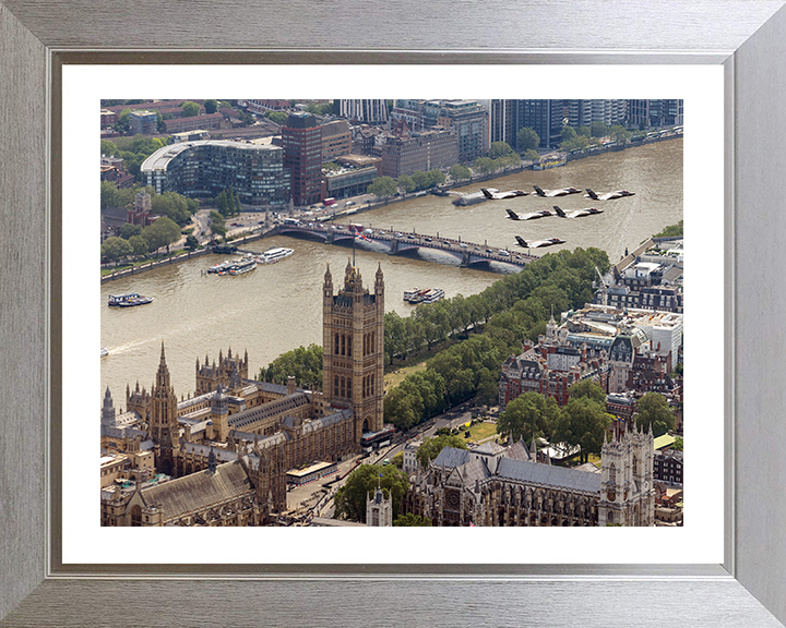 RAF F35Bs over Westminster London Photo Print - Royal Air Force Aircraft Hampshire Prints 10 x 8 Silver Frame Yes