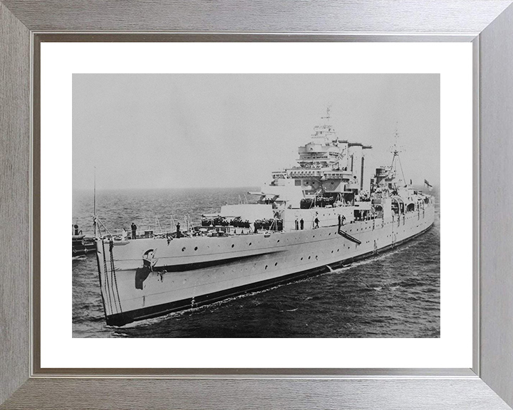 HMS Shropshire (73) Photo Print - Port Side View - Royal Navy County Class Heavy Cruiser Posters, Prints, & Visual Artwork Hampshire Prints 10 x 8 Silver Frame Yes
