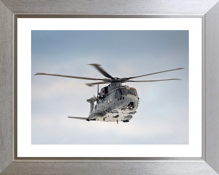 Merlin MK4 Helicopter Front View in Flight 2026 Royal Navy Aircraft Photo Print Wall Art Naval Decor UK Posters, Prints, & Visual Artwork Hampshire Prints 10 x 8 Silver Frame Yes