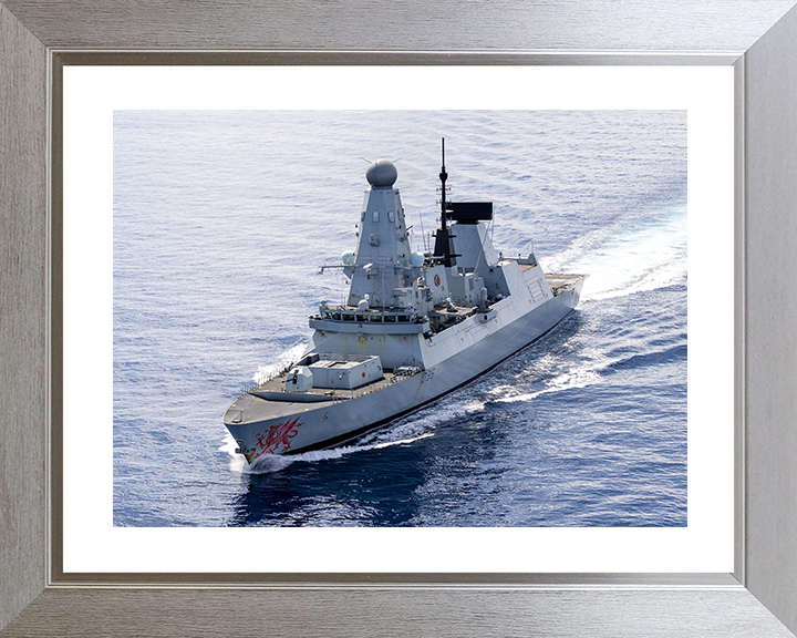 HMS Dragon (D35) Royal Navy Type 45 Destroyer at sea March 2026 Photo Print Wall Art Poster Posters, Prints, & Visual Artwork Hampshire Prints 10 x 8 Silver Frame Yes