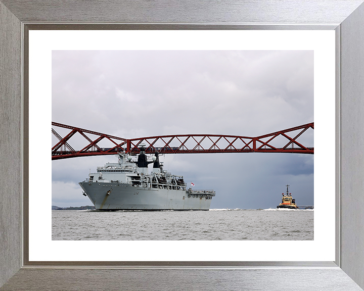HMS Albion (L14) Royal Navy Albion Class Amphibious Ship Firth of Forth Photo Print Wall Art Naval Decor Posters, Prints, & Visual Artwork Hampshire Prints 10 x 8 Silver Frame Yes