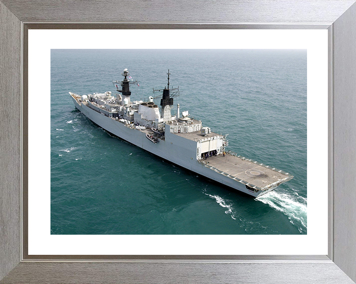 HMS Chatham (F87) Royal Navy Type 22 Frigate High Port Quarter View Photo Print Wall Art Decor Posters, Prints, & Visual Artwork Hampshire Prints 10 x 8 Silver Frame Yes
