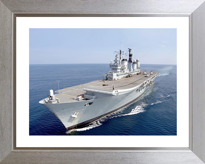 HMS Ark Royal (R07) Royal Navy Invincible Class Aircraft Carrier Underway Photo Print Wall Art Decor Posters, Prints, & Visual Artwork Hampshire Prints 10 x 8 Silver Frame Yes