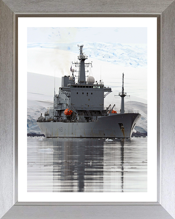 HMS Scott (H131) Photo Print - Starboard Reflections - Royal Navy Ocean Survey Vessel Hampshire Prints 10 x 8 Silver Frame Yes