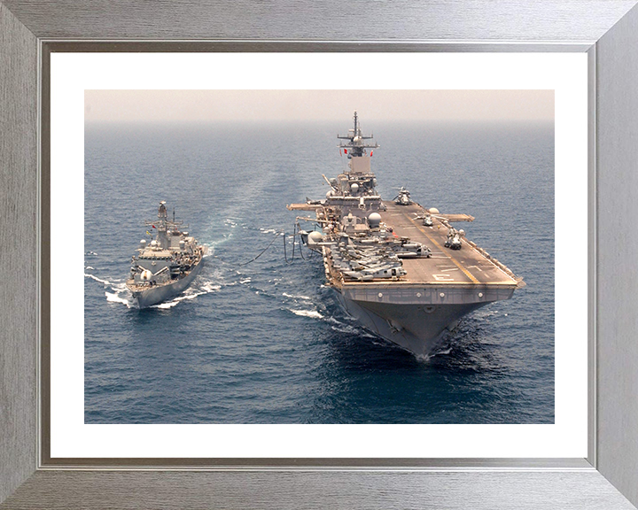 HMS Argyll (F231) Photo Print - With USS Kearsage 2005 - Royal Navy Type 23 Frigate Posters, Prints, & Visual Artwork Hampshire Prints 10 x 8 Silver Frame Yes