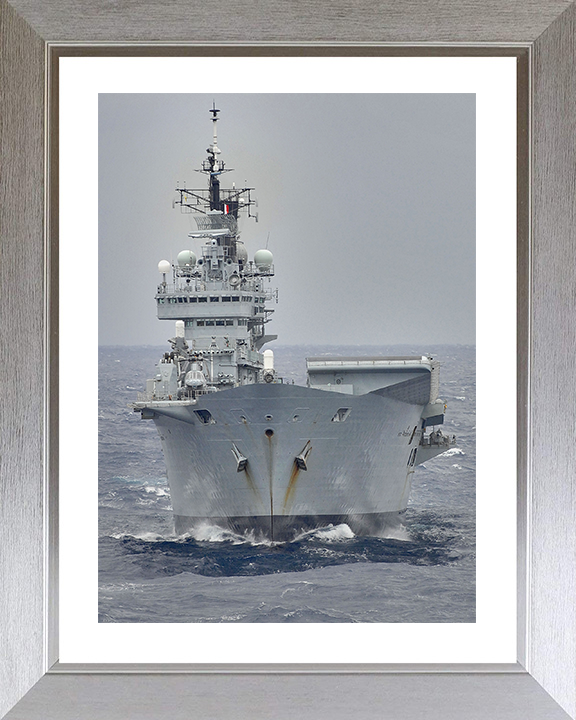 HMS Ark Royal (R07) Photo Print - USA 2008 - Royal Navy Invincible Class Aircraft Carrier Hampshire Prints 10 x 8 Silver Frame Yes