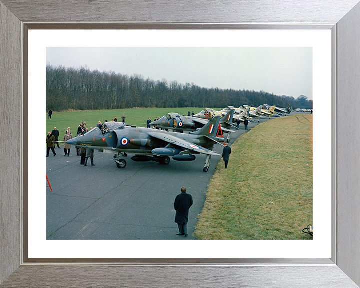 Six Pre-production Hawker Siddeley Harrier GR1s Photo Print - Royal Air Force Aircraft Hampshire Prints 10 x 8 Silver Frame Yes