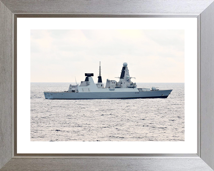 HMS Dauntless (D33) Royal Navy Type 45 Destroyer High Starboard Beam Photo Print Wall Art Decor Posters, Prints, & Visual Artwork Hampshire Prints 10 x 8 Silver Frame Yes