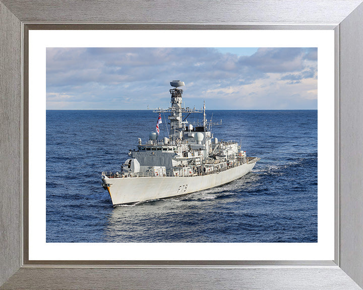 HMS Portland (F79) Photo Print - Port Bow View Underway - Royal Navy Type 23 Frigate Hampshire Prints 10 x 8 Silver Frame Yes