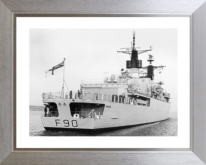 HMS Brilliant (F90) Royal Navy Type 22 Frigate Low Starboard Quarter View Photo Print Wall Art Decor Posters, Prints, & Visual Artwork Hampshire Prints 10 x 8 Silver Frame Yes