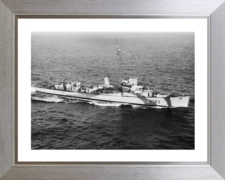 HMS Hotham (K583) Photo Print - At Sea 1944 - Royal Navy Captain Class Frigate Hampshire Prints 10 x 8 Silver Frame Yes