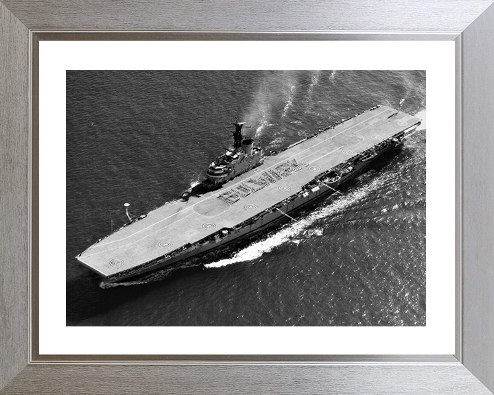 HMS Bulwark (R08) Photo Print - From the Air - Royal Navy Centaur Class Fleet Carrier Hampshire Prints 10 x 8 Silver Frame Yes