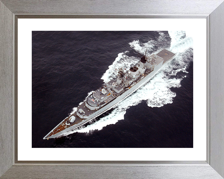 HMS Chatham (F87) Royal Navy Type 22 Frigate From The Air Photo Print Wall Art Decor Posters, Prints, & Visual Artwork Hampshire Prints 10 x 8 Silver Frame Yes